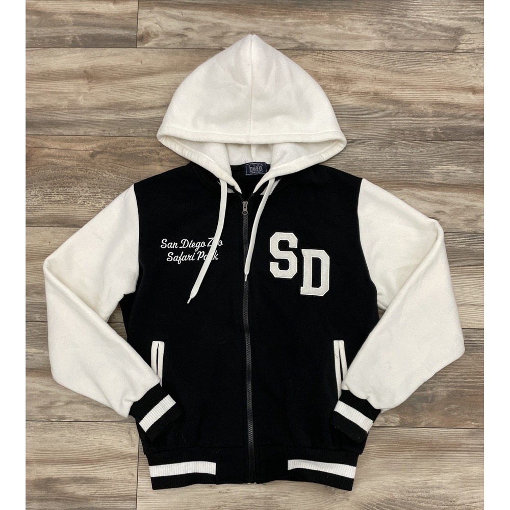 San Diego Zoo Ape Graphic Full Zip Hoodie Black White Mens Medium